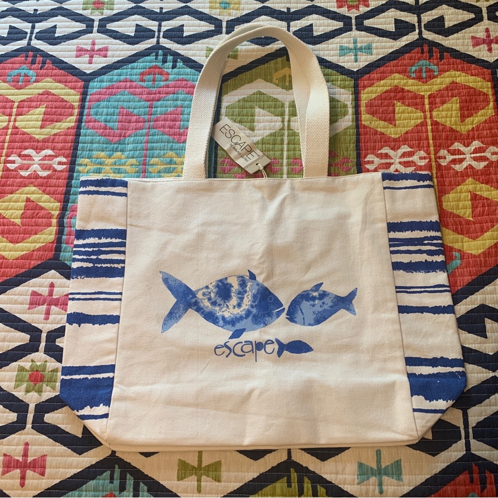 NWT Escape by Habitat Clothes Canvas Fish Tote Beach Pool Bag